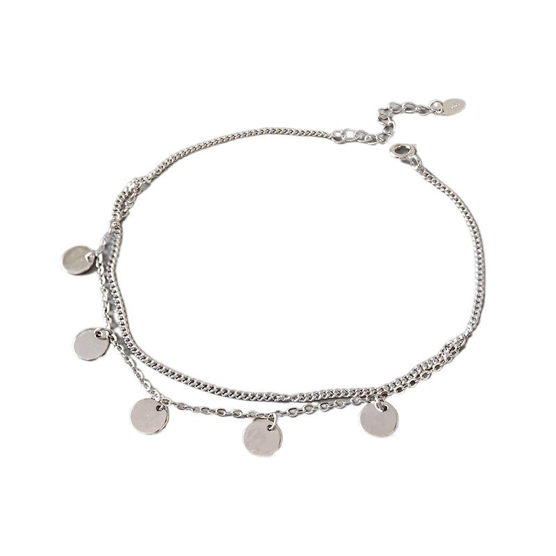 Hot Double Layers Sequins 925 Sterling Silver Anklet - JEWELLY