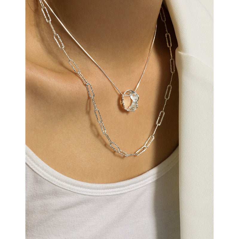 Hot Irregular Circle Snake Chain 925 Sterling Silver Necklace - JEWELLY