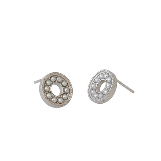 Hot Shell Pearl Geometry Hollow Circle 925 Sterling Silver Stud Earrings - JEWELLY