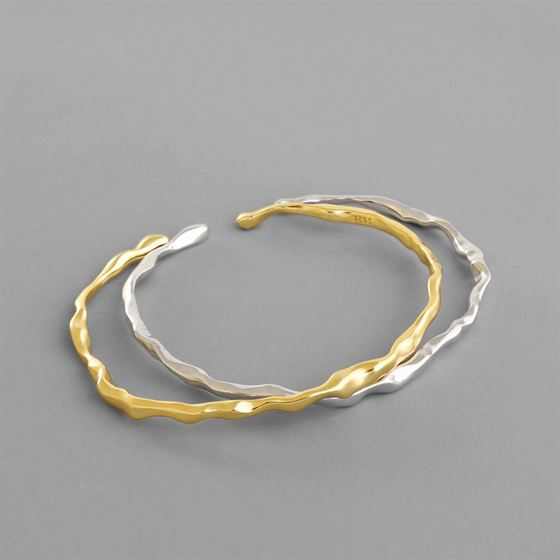 Irregular Fashion Simple 925 Sterling Silver Open Bangle - JEWELLY