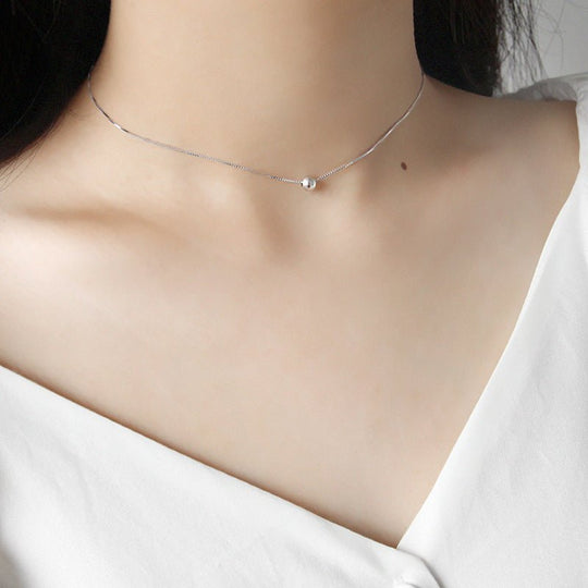 Minimalist Beads Ball 925 Sterling Silver Choker Necklace - JEWELLY