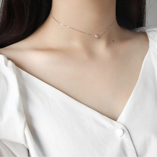 Minimalist Beads Ball 925 Sterling Silver Choker Necklace - JEWELLY