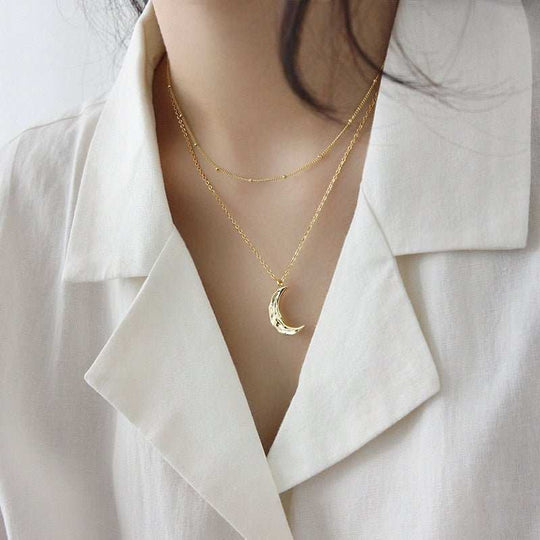 Minimalist Irregular Crescent Moon 925 Sterling Silver Necklace - JEWELLY