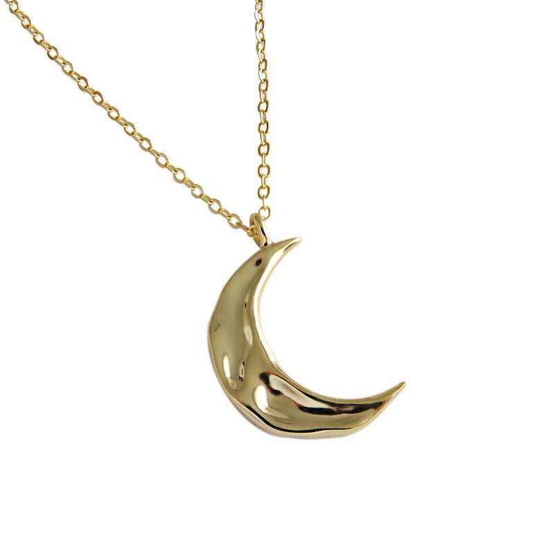 Minimalist Irregular Crescent Moon 925 Sterling Silver Necklace - JEWELLY