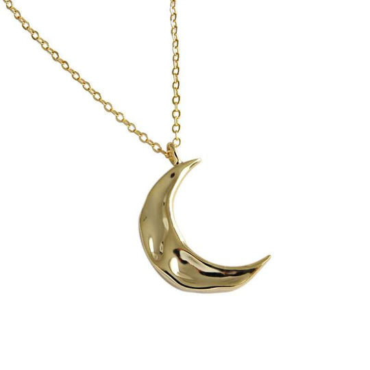 Minimalist Irregular Crescent Moon 925 Sterling Silver Necklace - JEWELLY