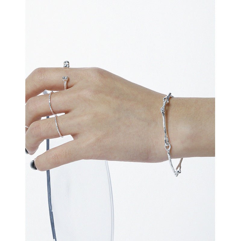 Minimalist Irregular Twisted Branches 925 Sterling Silver Bracelet - JEWELLY