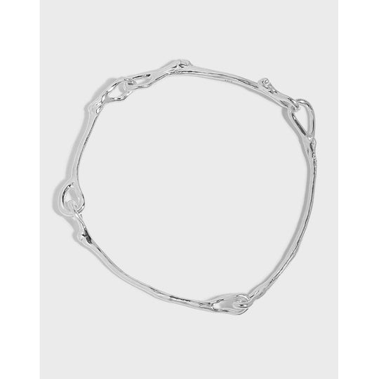 Minimalist Irregular Twisted Branches 925 Sterling Silver Bracelet - JEWELLY