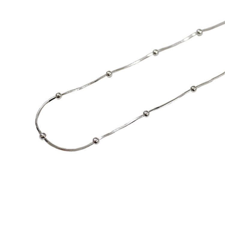 Minimalist Snake Chain Beads 925 Sterling Silver Necklace - JEWELLY