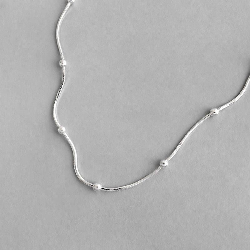 Minimalist Snake Chain Beads 925 Sterling Silver Necklace - JEWELLY