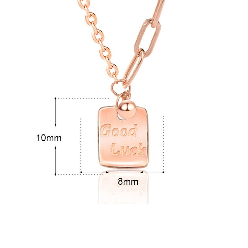 Modern Good Luck Letters Square Tag 925 Sterling Silver Necklace - JEWELLY