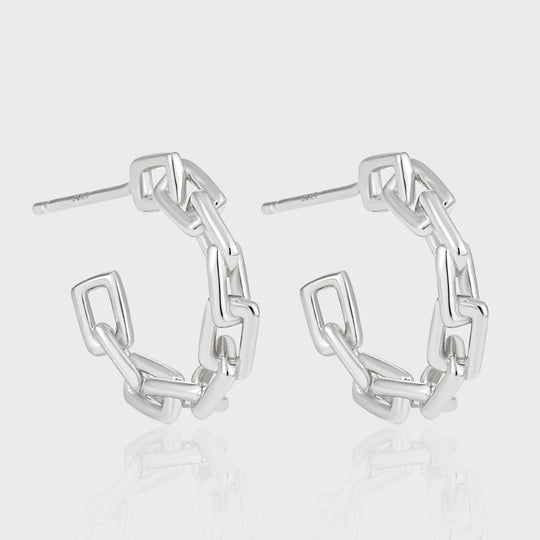 Modern Irregular Hollow Chain 925 Sterling Silver Hoop Earrings - JEWELLY