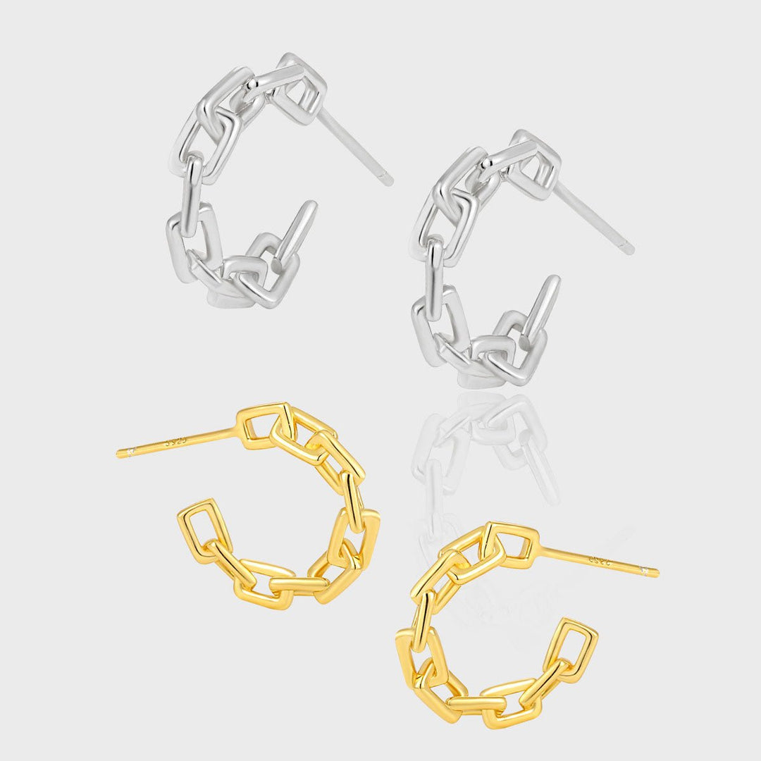 Modern Irregular Hollow Chain 925 Sterling Silver Hoop Earrings - JEWELLY