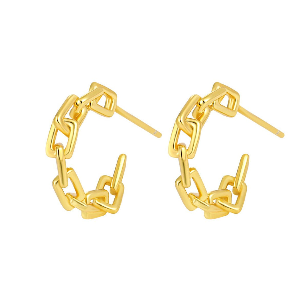 Modern Irregular Hollow Chain 925 Sterling Silver Hoop Earrings - JEWELLY