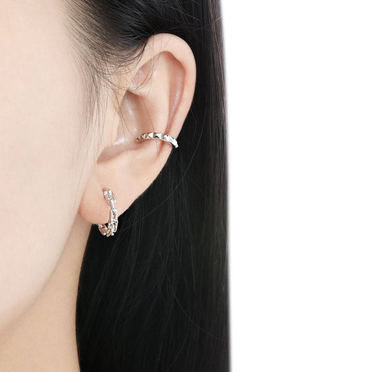 Modern Irregular Hollow Chain 925 Sterling Silver Hoop Earrings - JEWELLY