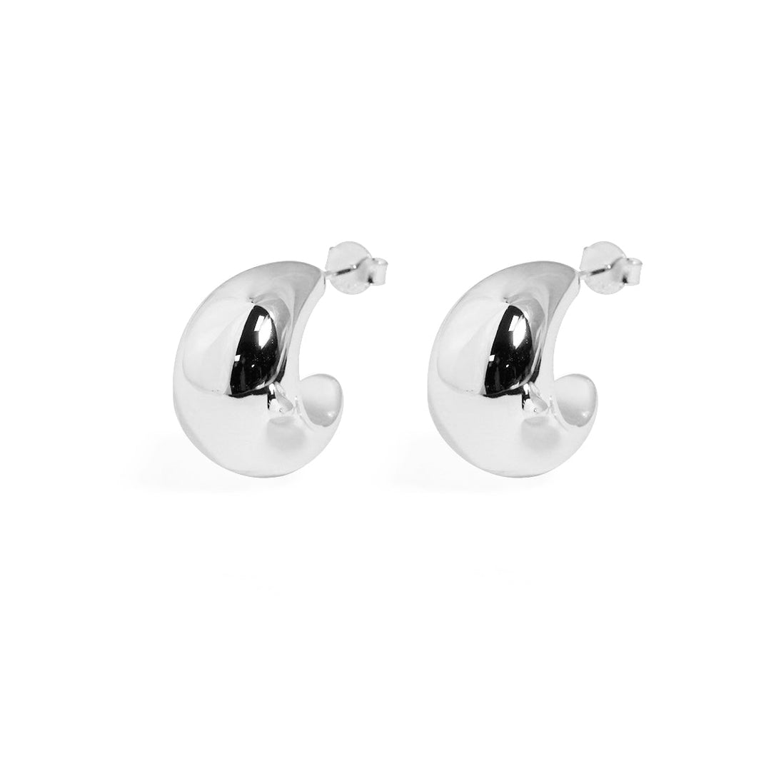 Modern Thickness S999 Sterling Silver Huggie Hoop Earrings - JEWELLY