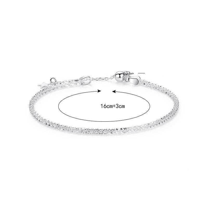 New Shining Babysbreath 925 Sterling Silver BraceletPendant Size: 14.5mm * 14.5mm 
Metal Material: Solid 925 Sterling Silver
Metal Electroplating: Rhodium
Chain Length: 160mm + 30mm Adjustable
Total Weight: 1.5gJEWELLYJEWELLYShining Babysbreath 925 Sterling Silver Bracelet