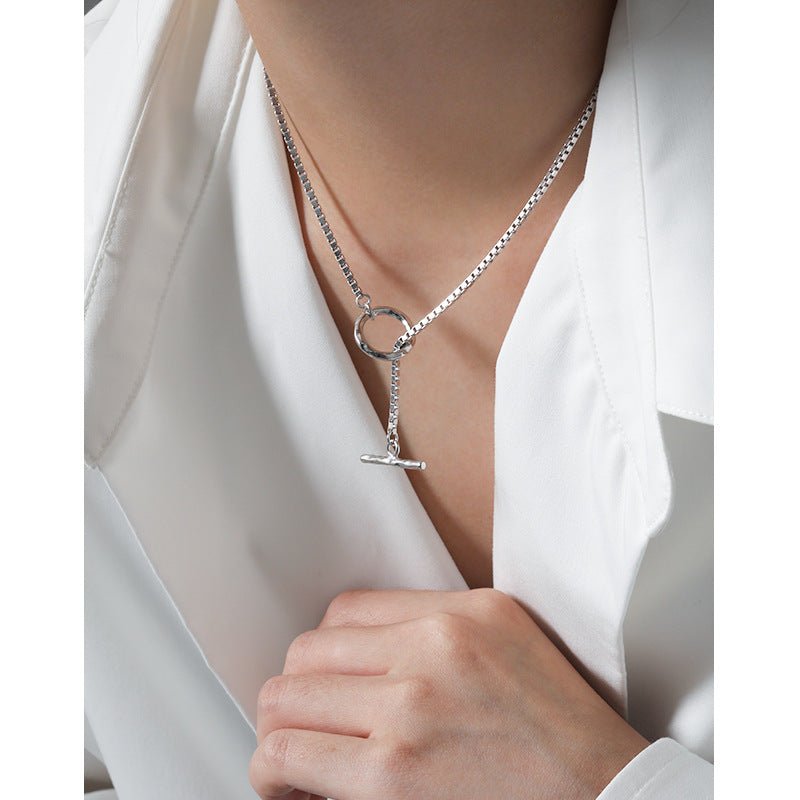 Office Box Chain OT Drop 925 Sterling Silver Necklace - JEWELLY