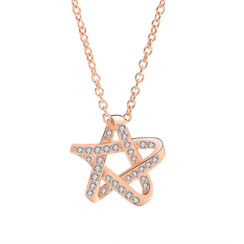 Office CZ Hollow Star 925 Sterling Silver Necklace - JEWELLY