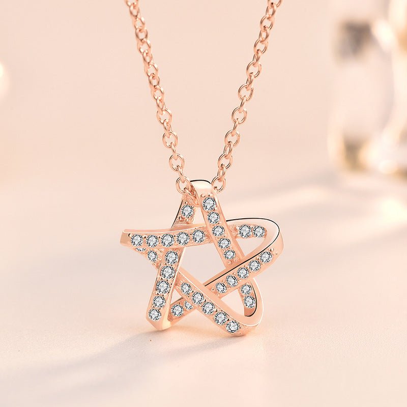 Office CZ Hollow Star 925 Sterling Silver Necklace - JEWELLY