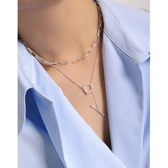 Office Irregular OT Shape 925 Sterling Silver Necklace - JEWELLY