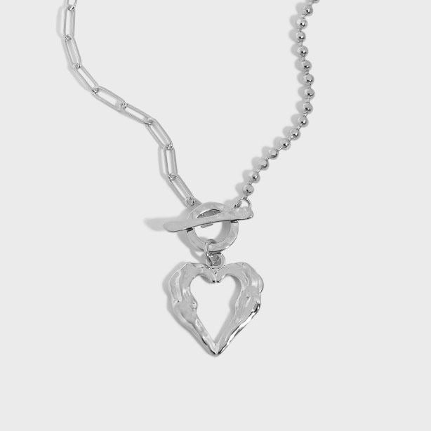 Office OT Irregular Heart 925 Sterling Silver Necklace - JEWELLY