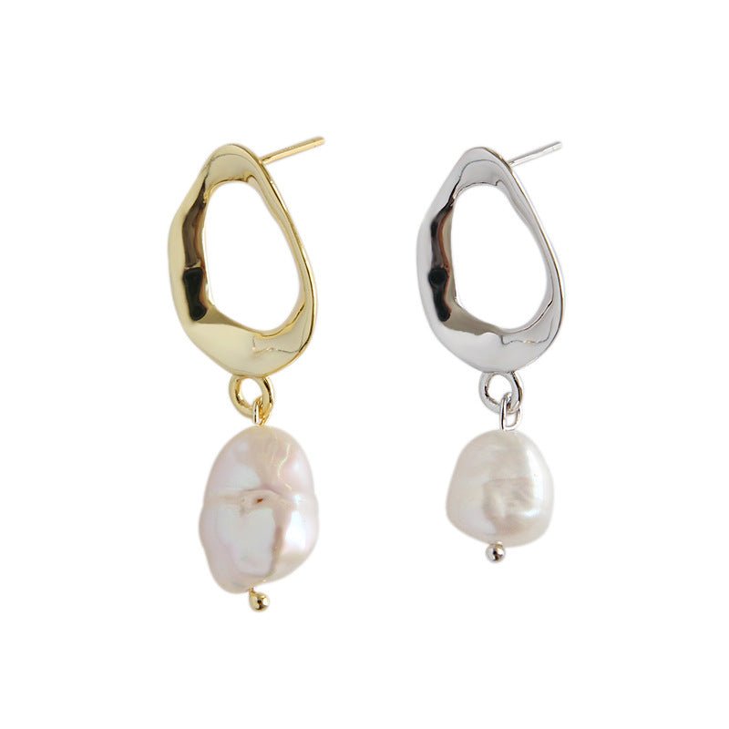 Office Unique Natural Pearl 925 Sterling Silver Dangling Earrings - JEWELLY