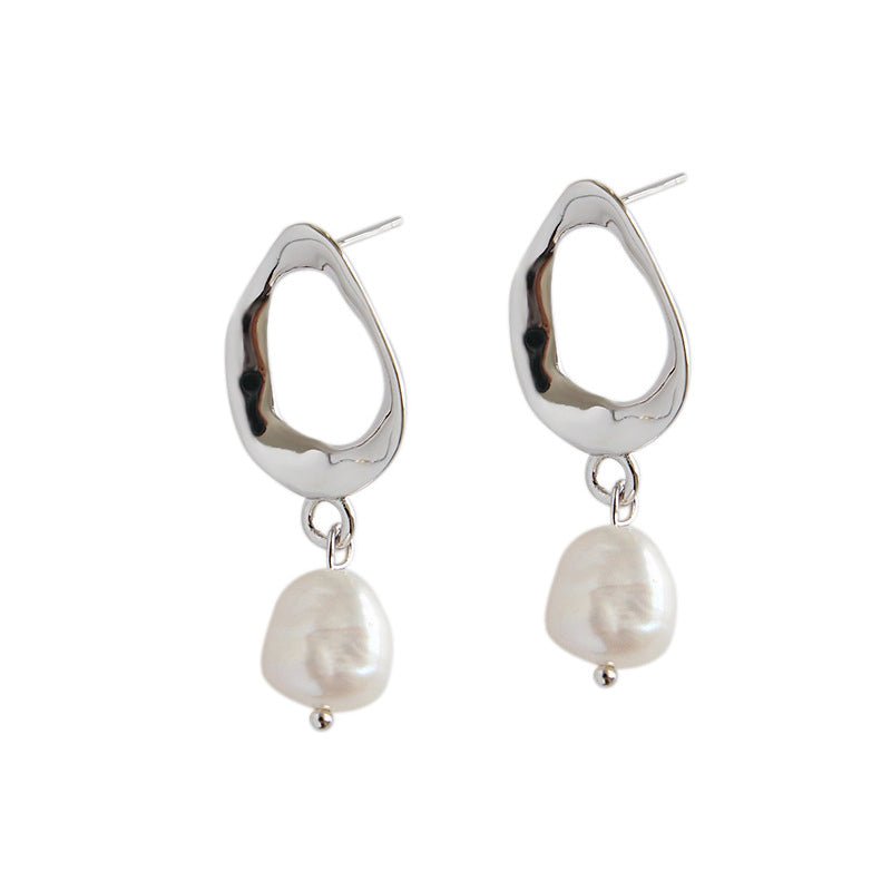 Office Unique Natural Pearl 925 Sterling Silver Dangling Earrings - JEWELLY