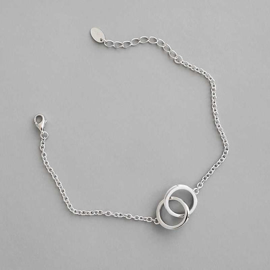 Party Double Loops Curb Chain 925 Sterling Silver Bracelet - JEWELLY