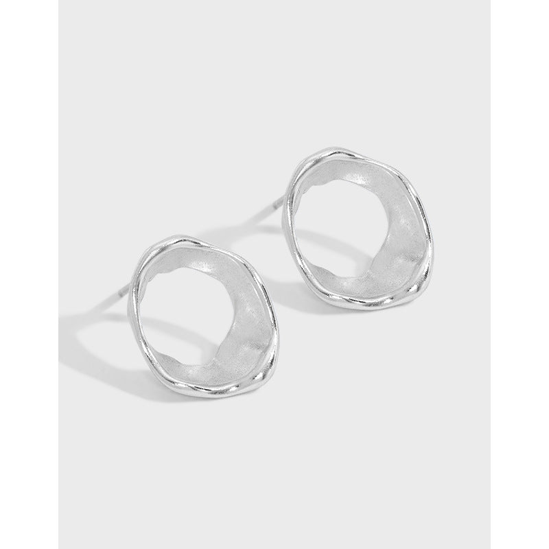 Party Geometry Irregular Circle 925 Sterling Silver Stud Earrings - JEWELLY