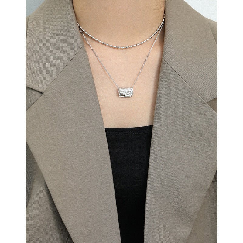 Party Irregular Geometry Block 925 Sterling Silver Necklace - JEWELLY