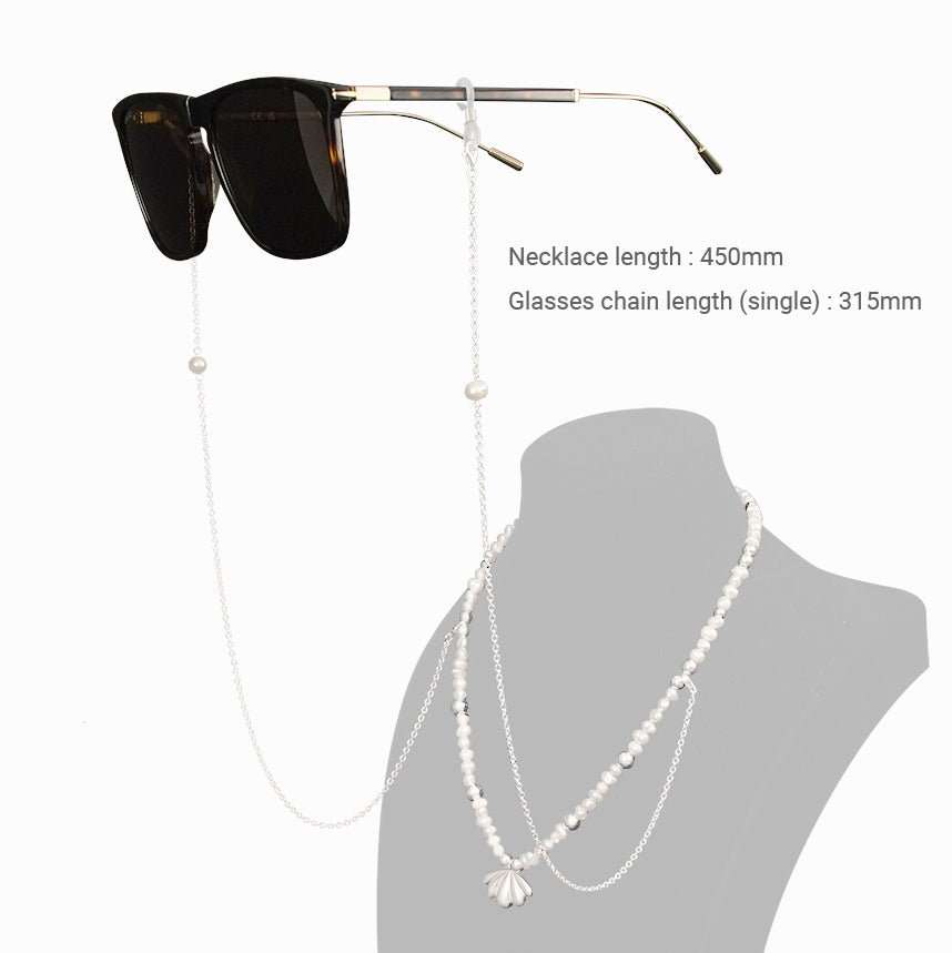 Pearl Shell Eyeglass Strap 925 Sterling Silver Sunglasses ChainMain Stone: Shell Pearls
Shell Size: 20mm x 15mm
Metal Material: Solid 925 Sterling Silver
Metal Electroplating: Silver
Necklace Chain Length: 405mm 
Glass ChaiJEWELLYJEWELLYPearl Shell Eyeglass Strap 925 Sterling Silver Sunglasses Chain