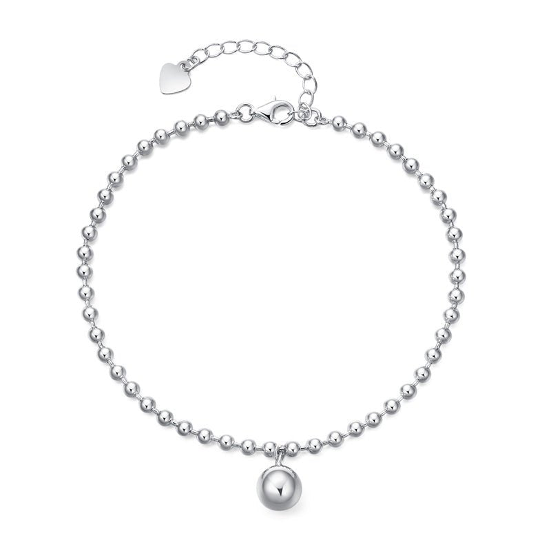 Silver Bead Ball 925 Sterling Silver Foot Anklet - JEWELLY