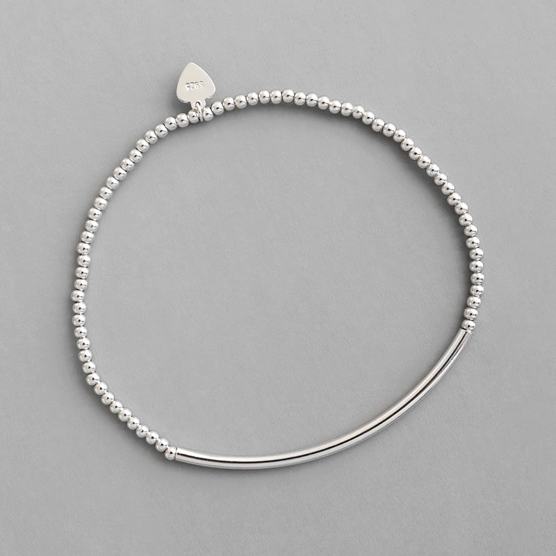 Simple 2mm Beads Tube 925 Sterling Silver Bracelet - JEWELLY