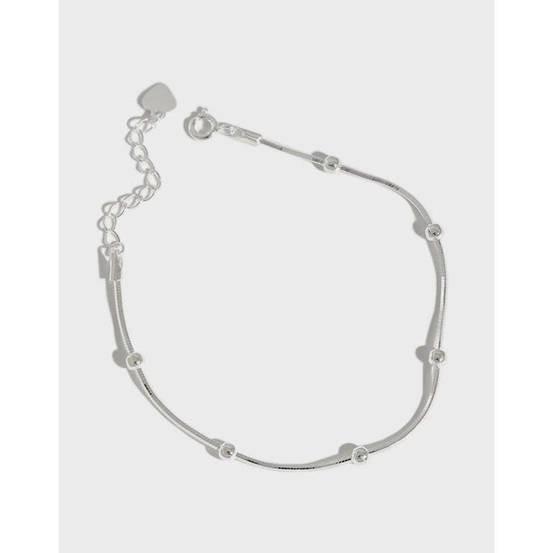 Simple Beads Snake Chain 925 Sterling Silver Bracelet - JEWELLY