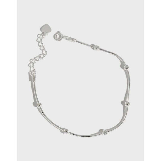 Simple Beads Snake Chain 925 Sterling Silver Bracelet - JEWELLY