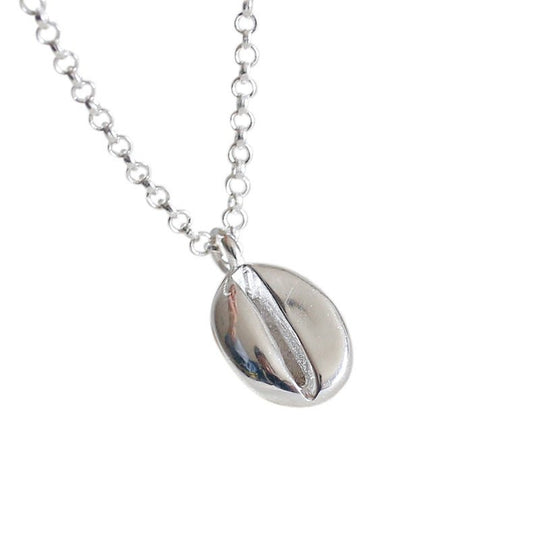 Simple Coffee Bean 925 Sterling Silver Necklace - JEWELLY