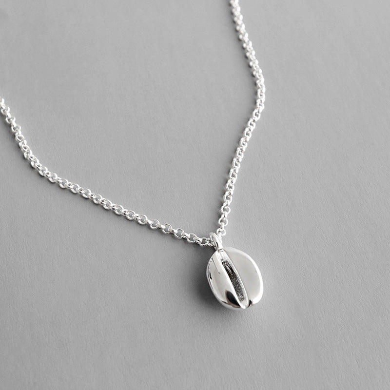 Simple Coffee Bean 925 Sterling Silver Necklace - JEWELLY