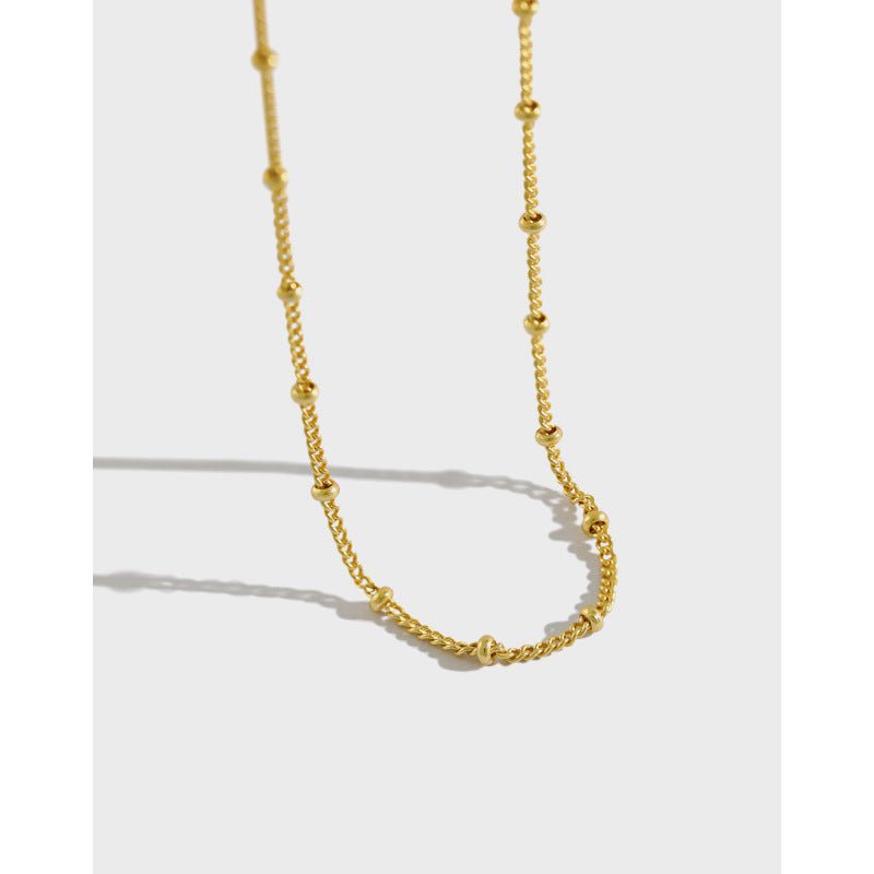 Simple Curb Chain Beads 925 Sterling Silver Necklace - JEWELLY