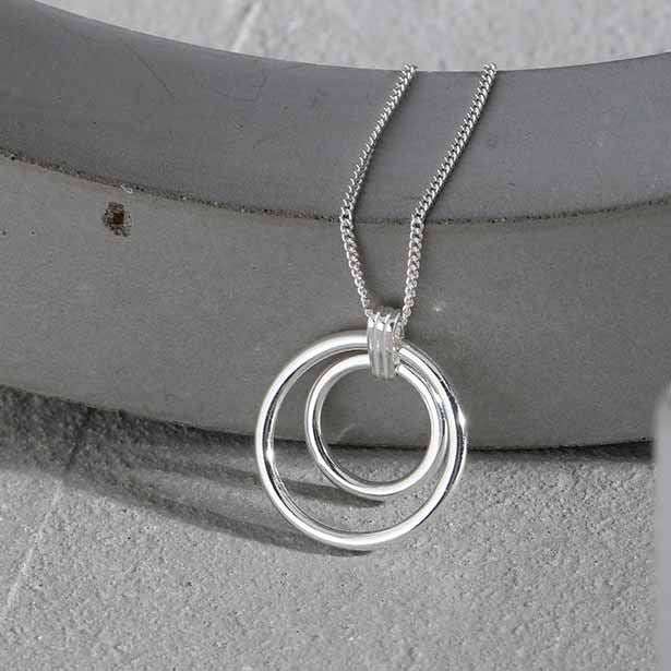 Simple Daughter Circle Rings 925 Sterling Silver Necklace - JEWELLY