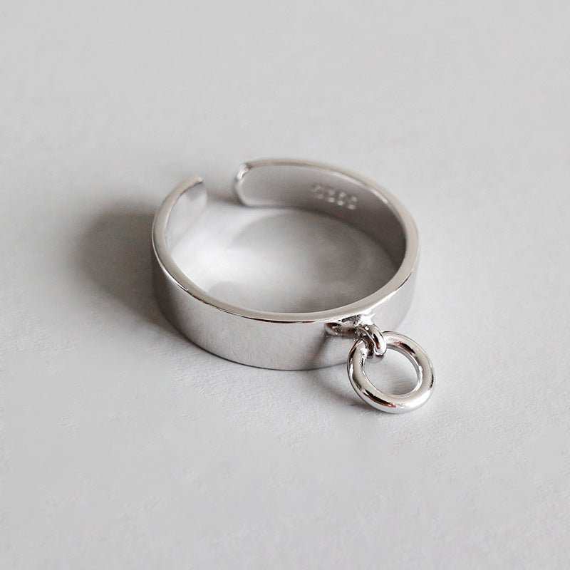 Simple Geometric Chic Circle 925 Sterling Silver Adjustable Ring - JEWELLY