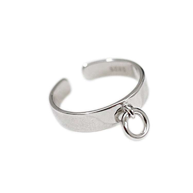 Simple Geometric Chic Circle 925 Sterling Silver Adjustable Ring - JEWELLY