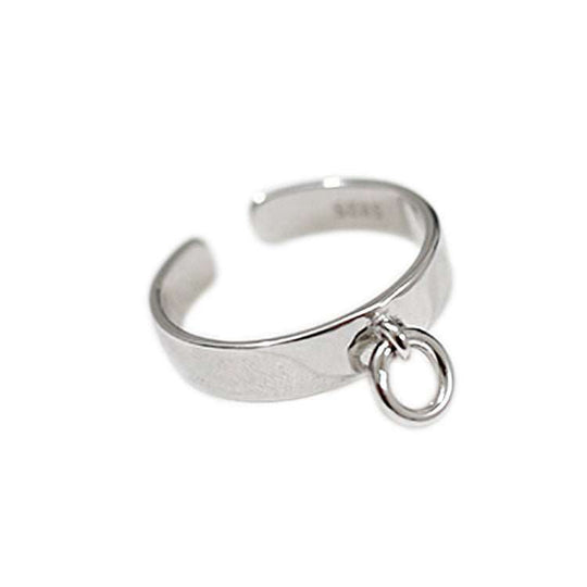 Simple Geometric Chic Circle 925 Sterling Silver Adjustable Ring - JEWELLY