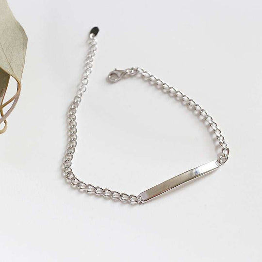 Simple Geometric Horizontal Line Solid 925 Sterling Silver Adjustable Chain Bracelet - JEWELLY