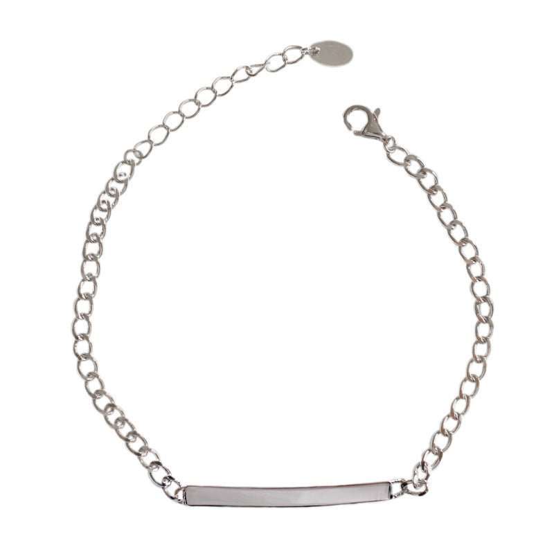 Simple Geometric Horizontal Line Solid 925 Sterling Silver Adjustable Chain Bracelet - JEWELLY