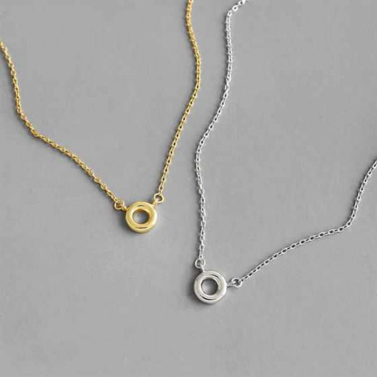 Simple Geometry Circle 925 Sterling Silver Necklace - JEWELLY