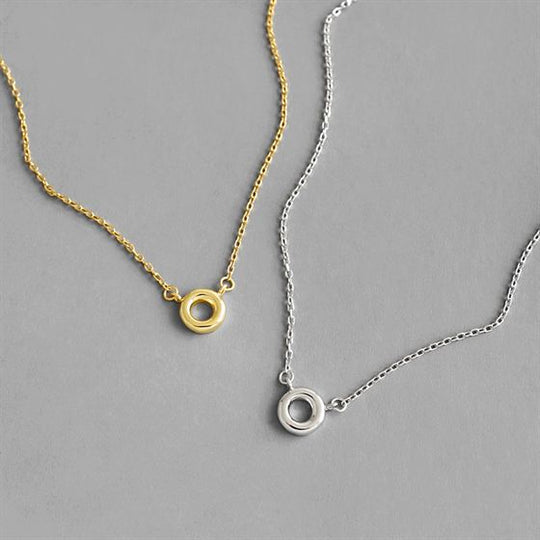 Simple Geometry Circle 925 Sterling Silver Necklace - JEWELLY