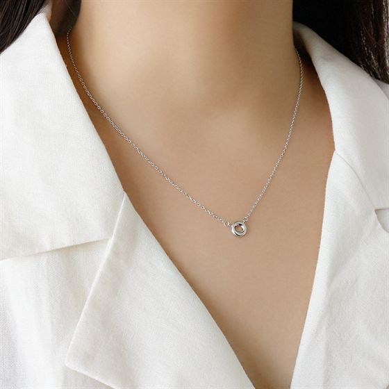 Simple Geometry Circle 925 Sterling Silver Necklace - JEWELLY