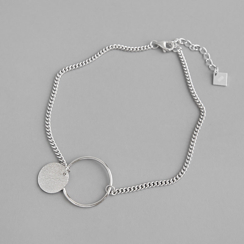 Simple Geometry Circle Round 925 Sterling Silver Anklet - JEWELLY