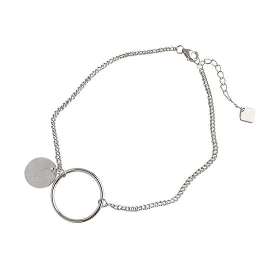 Simple Geometry Circle Round 925 Sterling Silver Anklet - JEWELLY