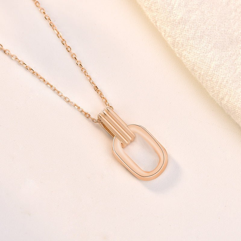 Simple Geometry Hollow Rectangle 925 Sterling Silver Necklace - JEWELLY